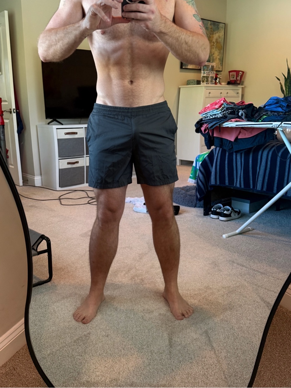 Men's Gray Adidas Athletic Shorts Large - Picture 2 of 4